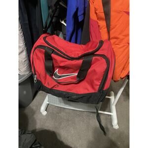 Nike Red Gym/Duffle Bag Shoulder Strap White Swoosh Black Accent Swirl Pattern
